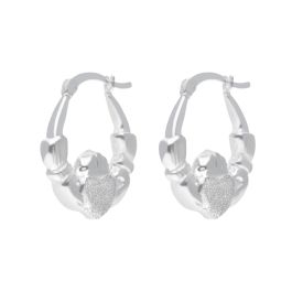 9ct Gold Large Claddagh Creole Hoop Earrings