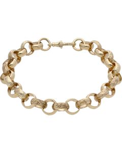 New 9ct Gold 9" Patterned & Polish Belcher Bracelet 26.25g