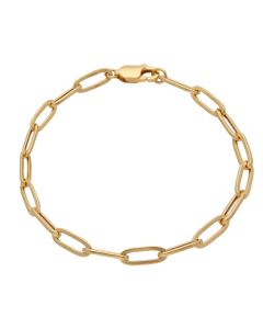 New 9ct Yellow Gold 7.5" Hollow Paperclip Link Ladies Bracelet
