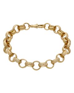 New 9ct Yellow Gold 9" Pattern & Polish Belcher Bracelet 26.8g