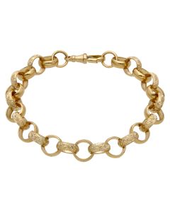New 9ct Yellow Gold 9" Pattern & Polish Belcher Bracelet 26.8g
