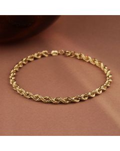 New 9ct Yellow Gold 7.5" Hollow Rope Twist Bracelet