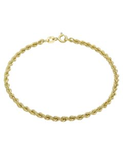 New 9ct Yellow Gold 7 Inch Hollow Rope Twist Bracelet