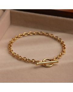 New 9ct Yellow Gold 7.5" Belcher Link T-Bar Lariat Bracelet