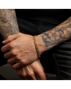 New 9ct Yellow Gold 8.5" Flat Byzantine Link Bracelet 22.4g