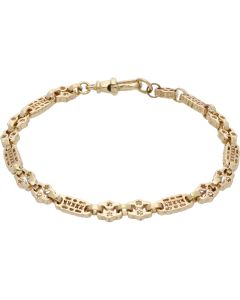 New 9ct Yellow Gold 7.5 Inch Stars & Bars Bracelet 10g