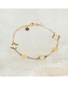 New 9ct Yellow Gold 7" Ladies Petal Clover Link Bracelet