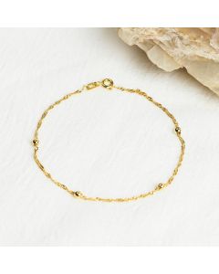 New 9ct Yellow Gold Twisted Curb & Bead Link Bracelet