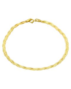 New 9ct Yellow Gold 7" Woven Herringbone Bracelet