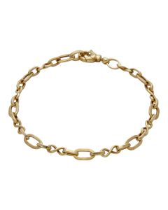 New 9ct Yellow Gold Hollow Oval & Infinity Link Bracelet