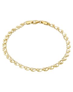 New 9ct Yellow Gold 7.5" Heart Link Bracelet