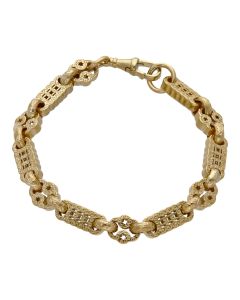 New 9ct Yellow Gold 7.5" Stars & Bars Link Bracelet 22.6g