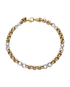 New 9ct Yellow & White Gold Hollow Belcher Infinity Bracelet