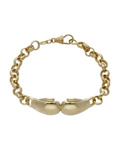 New 9ct Gold 8.5" Boxing Glove Belcher Link Bracelet 17.9g