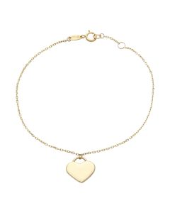 New 9ct Yellow Gold Padlock Heart Charm Drop Bracelet