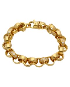New 9ct Gold 8.5" Cubic Zirconia Belcher Link Bracelet 38.8g