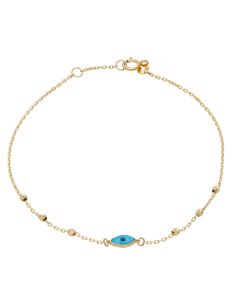 New 9ct Yellow Gold Evil Eye Beaded Station Bracelet