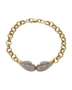 New 9ct Gold 8.5" Cubic Zirconia Boxing Gloves Belcher Bracelet