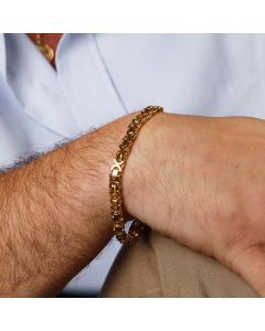 New 9ct Yellow Gold 8.5" Flat Byzantine Link Bracelet 22.4g