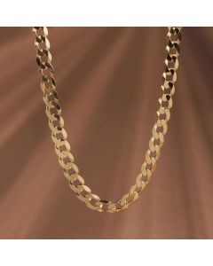 New 9ct Yellow Gold 24 Inch Flat Curb Link Chain Necklace 1.1oz