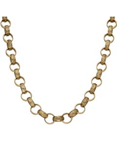 New 9ct Yellow Gold 25" Pattern & Polish Belcher Necklace 2.1oz