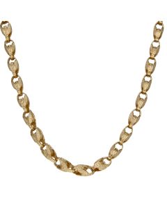 New 9ct Yellow Gold 22" Patterned Tulip Link Chain Necklace 63g