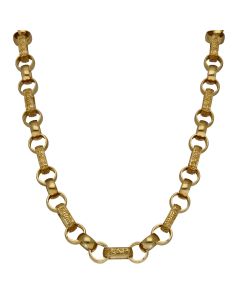 New 9ct Gold 24" Pattern & Plain Figaro Belcher Link Chain 87g
