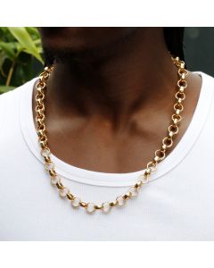 New 9ct Yellow Gold 25" Pattern & Polish Belcher Necklace 2.1oz