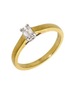 New 18ct Yellow Gold 0.34ct Emerald Cut Diamond Solitaire Ring