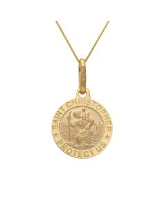 New 9ct Yellow Gold St Christopher & 18 Inch Chain Necklace
