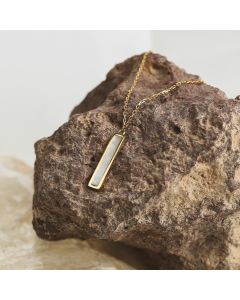 New 9ct Yellow Gold Mother Of Pearl Bar Adjustable Necklace