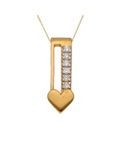 New 9ct Yellow Gold Cubic Zirconia Arrow Heart 18" Necklace