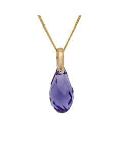 New 9ct Yellow Gold Purple Cubic Zirconia 18" Pendant Necklace