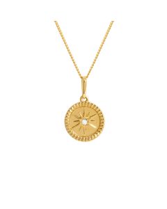 New 9ct Yellow Gold Gemstone Set North Star Pendant Necklace