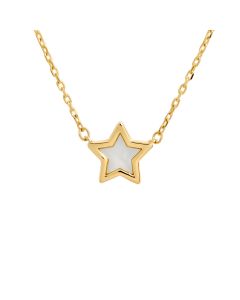 New 9ct Yellow Gold Mother Of Pearl Star 17" Chain Link Necklace