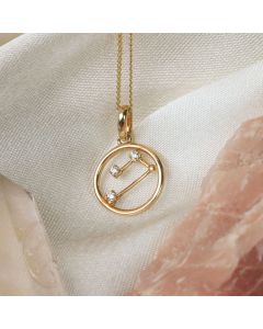 9ct Gold Aries Constellation Cubic Zirconia Pendant & Chain