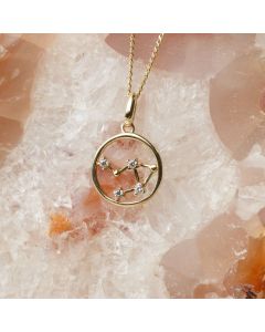 9ct Gold Libra Constellation Cubic Zirconia Pendant & Chain
