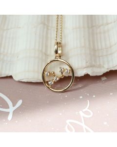 9ct Gold Virgo Constellation Cubic Zirconia Pendant & Chain