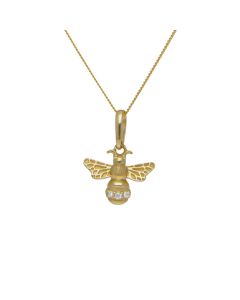 New 9ct Yellow Gold Cubic Zirconia Manchester Bee Necklace