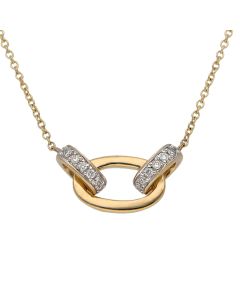 New 9ct Yellow Gold Diamond Links 15.5" Necklace