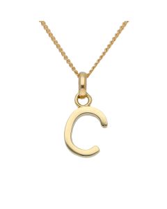 New 9ct Yellow Gold Initial Pendant & 18" Chain Necklace