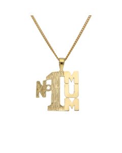 New 9ct Yellow Gold No.1 Mum Pendant & 18" Necklace