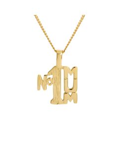 New 9ct Yellow Gold No.1 Mum Pendant & 18" Necklace