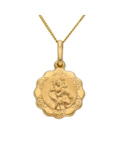 New 9ct Yellow Gold St Christopher Pendant & 18" Chain Necklace