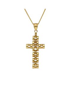 New 9ct Yellow Gold Rolex Style Cross Pendant & 20" Necklace