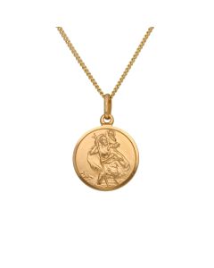 New 9ct Yellow Gold Round St Christopher & 24" Necklace