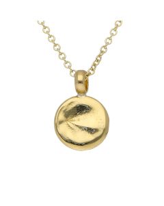 New 9ct Yellow Gold Textured Small Disc Pendant & 18" Necklace