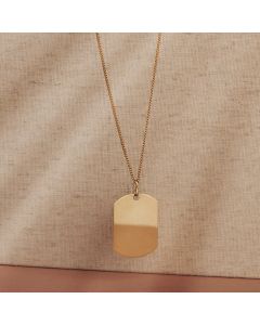 New 9ct Yellow Gold Single Dog Tag Pendant & 24" Curb Necklace