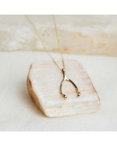 New 9ct Yellow Gold Wishbone Pendant & 18" Necklace