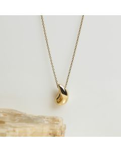 New 9ct Yellow Gold Water Drop Pendant & 17" Necklace